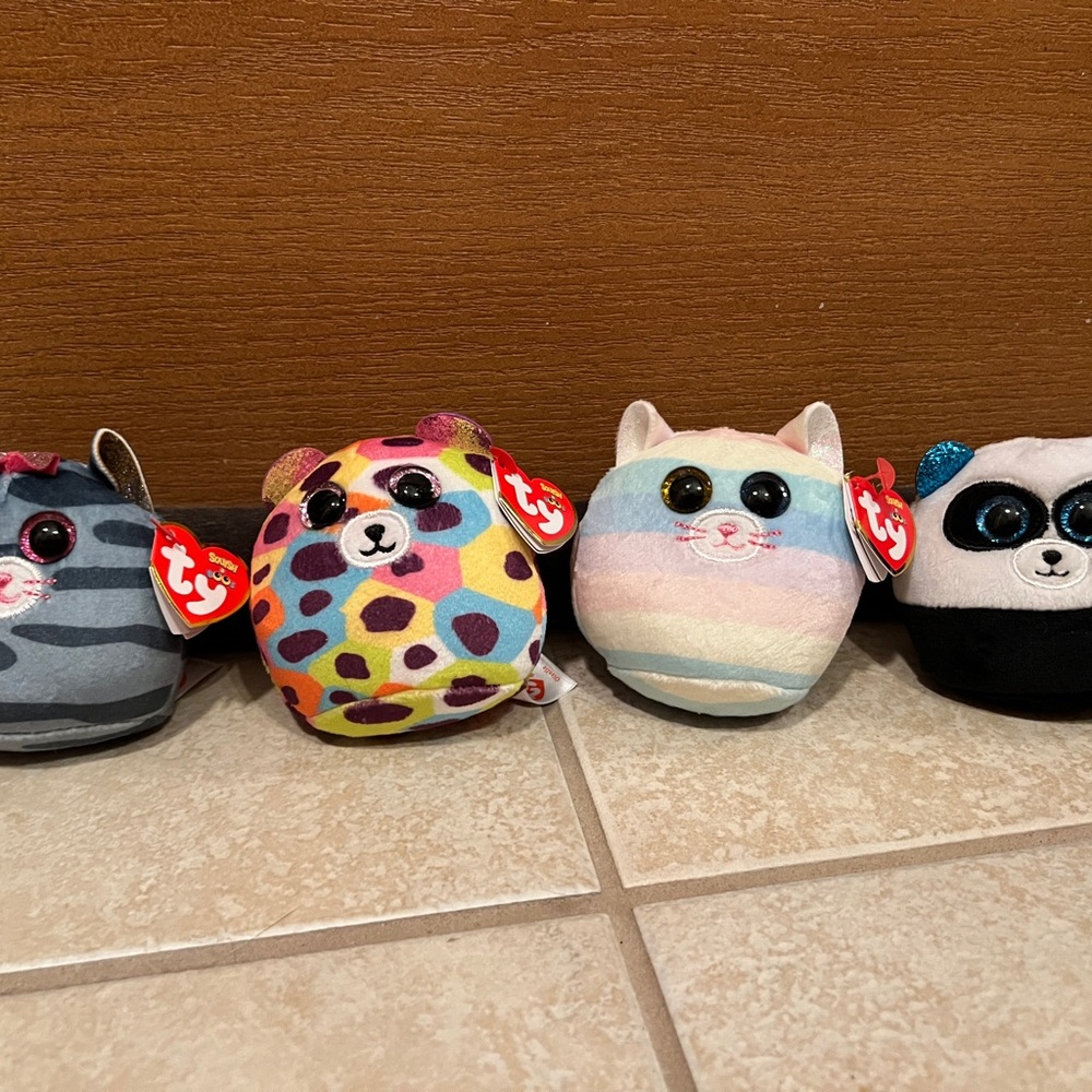 New Ty Squish-A-Boos (Squishy Beanies) Plushies - Kiki Giselle Heather Bamboo